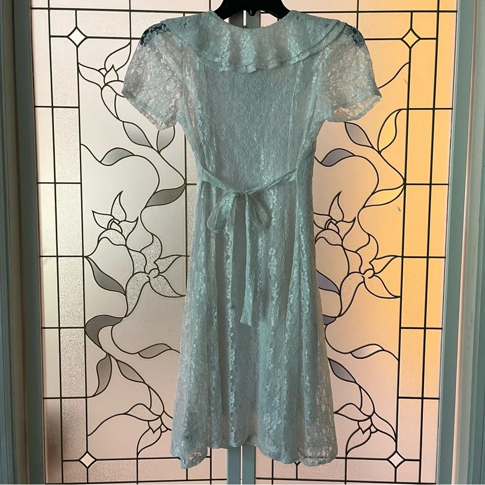Vintage 90s SWAT Girls Elegant White Lace Button Up Dress, Size 8